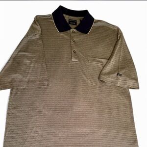 Izod Polo Shirt with Beige Pattern and Dark Collar
